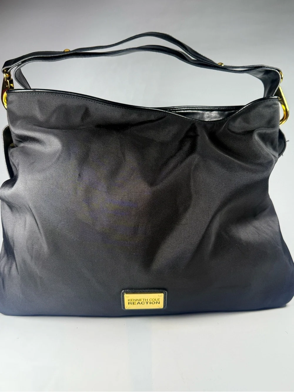 Kenneth Cole Reaction Black Nylon Large Hobo Shoulder Bag Tote Purse
